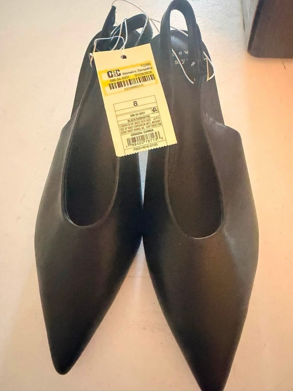 a new day Black Pointed Toe Slingback small heel Pumps